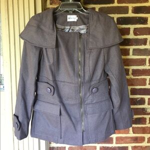 ModCloth Purple Wool Blend Peacoat with Button Details